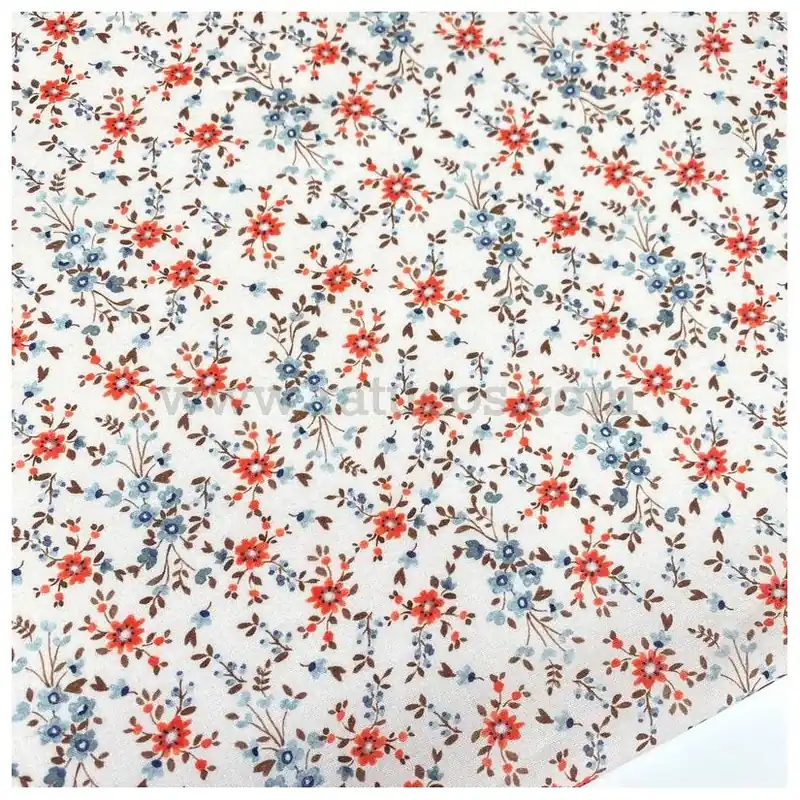 Económico POPELIN FLORES Y RAMAS AXEA ROSA