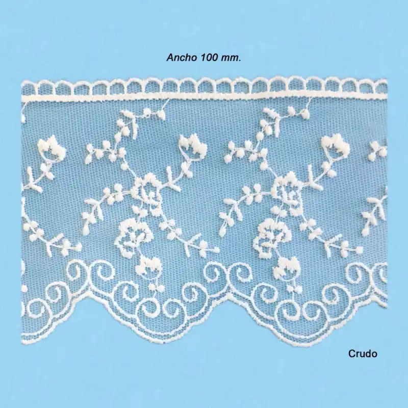 BORDADO TUL B8143A (Pza 9 metros) 100mm Precio Rebajado