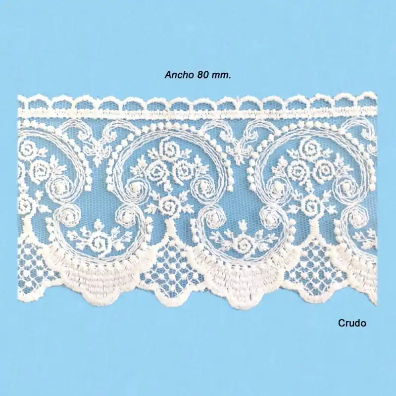 BORDADO TUL 8TB0704 (Pza 9 metros) 80mm Moderno