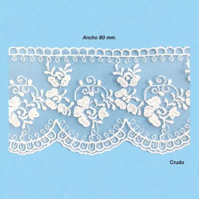 BORDADO EN TUL ANCHO 8 CM Solo Por Tiempo Limitado