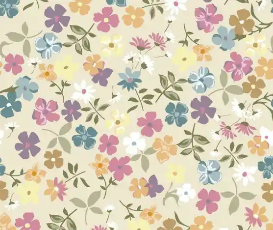 Promoción ALGODON FLORES COLORES FONDO MARFIL