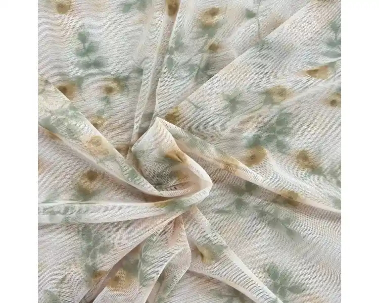 Tul Estampado Elástico Floral Compra Ahora