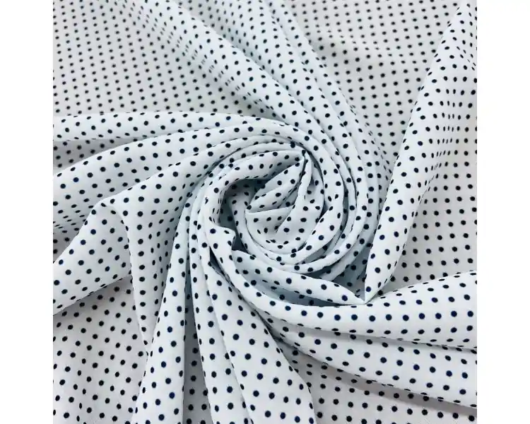 Crepe Blue Mini Polka Dot Precio De Oferta