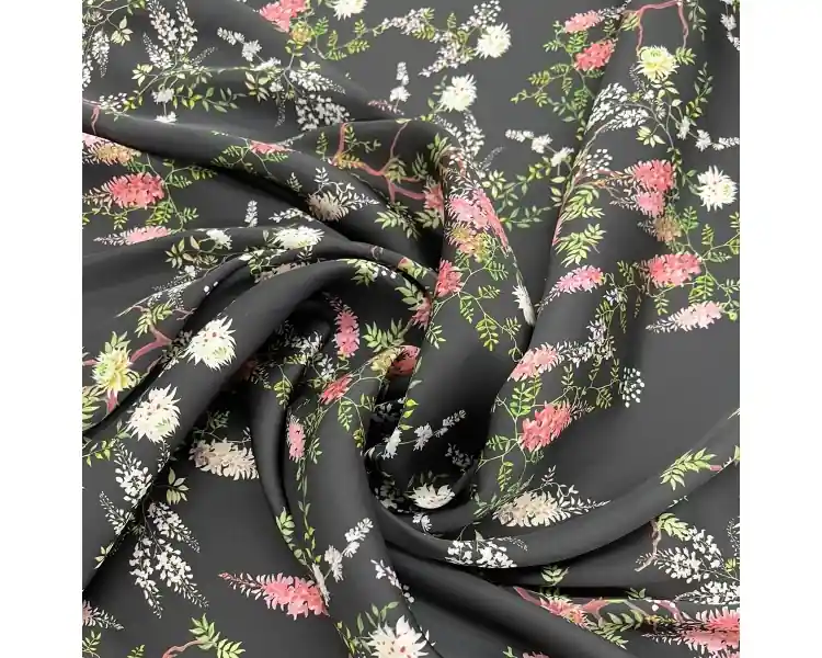 Satín Flor Nocturna Negro Premium