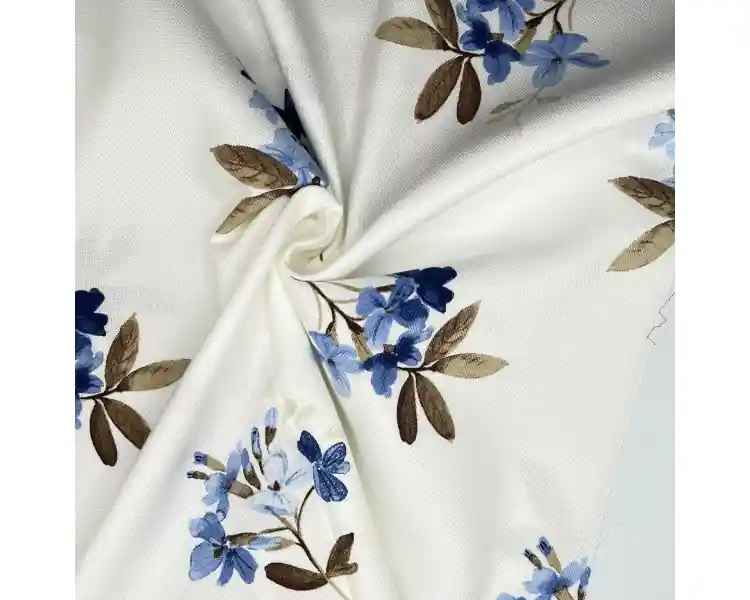 Moderno Tela Antimanchas “Ramito Azul” – Estampado Floral 160 cm