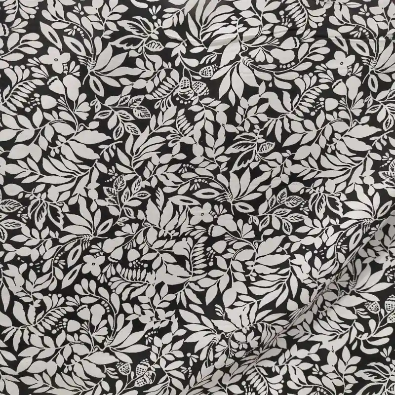 Ocasión Especial TROZO VISCOSA NEGRA RAMAS BLANCAS 145cm