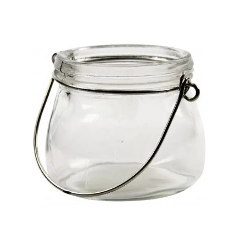 PORTA VELAS CHATO DE CRISTAL CON ASA METÁLICA Compra Ahora