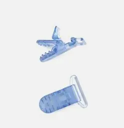 PINZA CHUPETERO PLASTICO TRANSPARENTE AZULON Stock Limitado