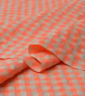 SEERSUCKER NARANJA FLUOR CUADRO GRANDE Últimas Unidades