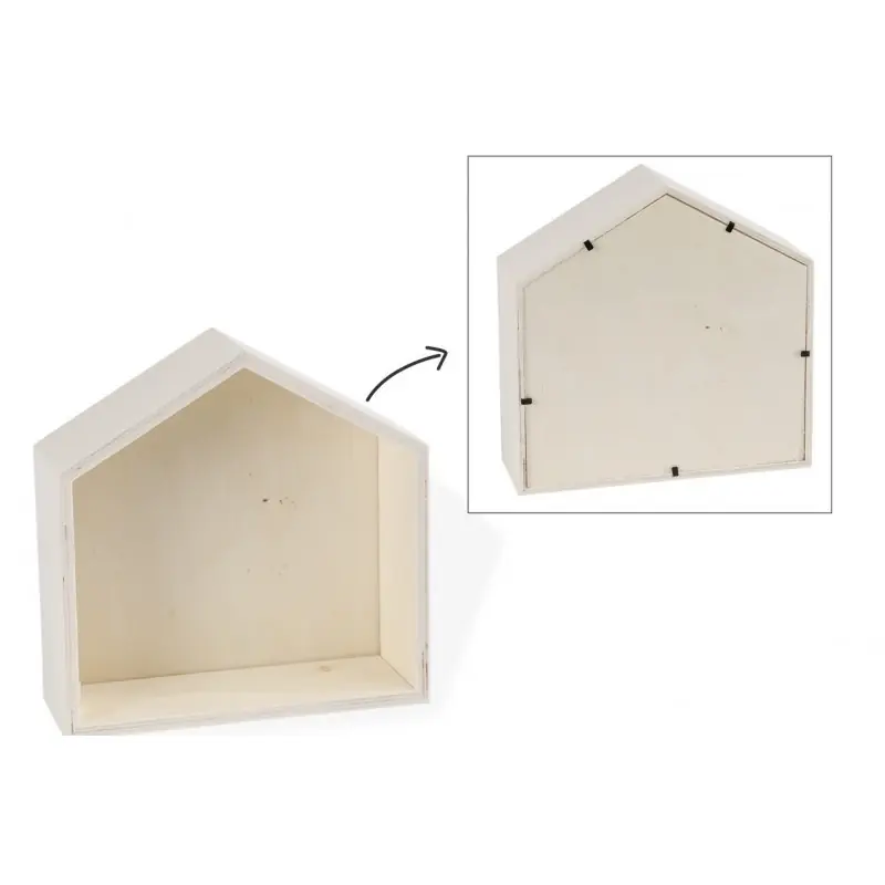 Casa cuadro con estantería 30X8X30cm Hecho A Mano