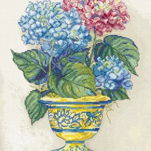 Premium Flores de Hortensia - L8065 LETISTITCH - Kit de Punto de Cruz