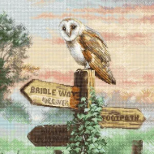 Kit de Punto de Cruz 'Vigilante Crepuscular' L8031 - Majestuosa Lechuza en Paisaje Rural de LETISTITCH Hecho A Mano