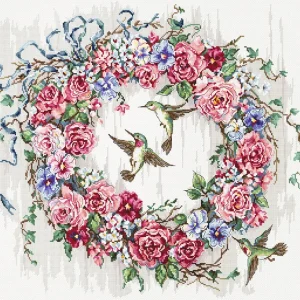 No Te Lo Pierdas LETI 990 Hummingbird Wreath - LETISTITCH - Kit de Punto de Cruz