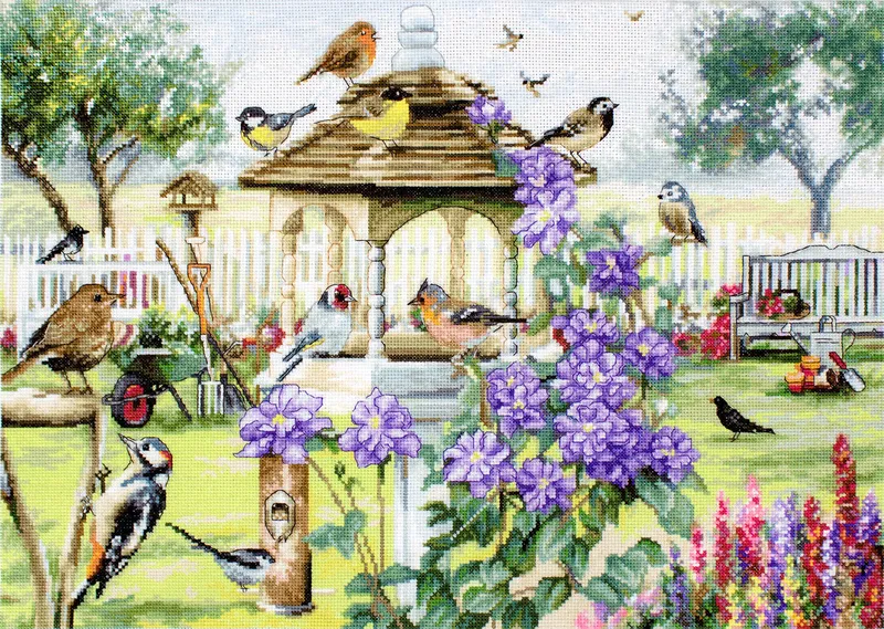 Bird Table - LETI 944 LETISTITCH - Kit de Punto de Cruz Hecho A Mano