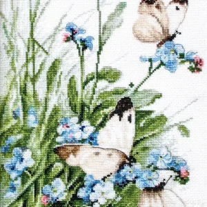LETI 939 Butterflies and bluebird flowers - Kit de Punto de Cruz LETISTITCH Directo De Fábrica