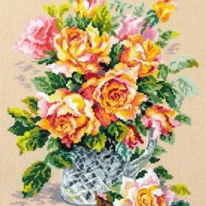 Pago Seguro 100-021 Rosas de té. Kit de Punto de Cruz Magic Needle