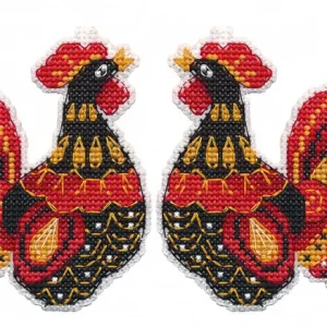 Adorno navideño Gallo - 1449 OVEN - Kit de punto de cruz Premium