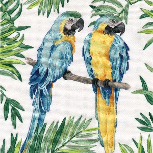 De Moda Guacamayo azul y amarillo - 1348 OVEN - Kit de punto de cruz