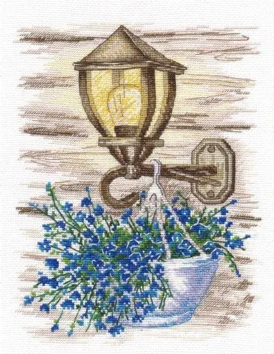 Linterna con flores - 1153 OVEN - Kit de punto de cruz Máxima Calidad