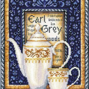 Kit de Punto de Cruz Earl Grey de la Colección de Té SANK-38 de Andriana Últimas Unidades