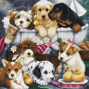 Kit de Punto de Cruz - Bath Time Pups - BU5025 Luca-S Imprescindible (Must-Have)