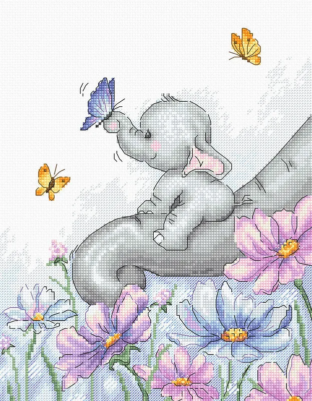 Compra Ahora Elefante con Mariposa - B1183 Luca-S - Kit de Punto de Cruz