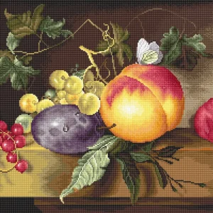 Ocasión Especial Bodegon con melocoton y uvas - B593 Luca-S - Kit de Punto de Cruz