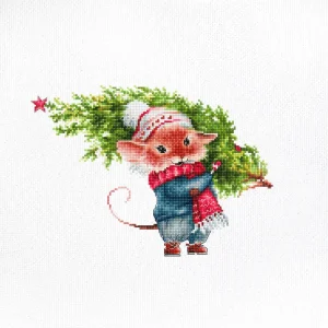 B1169 Raton con abeto - Luca-S - Kit de Punto de Cruz Últimas Unidades