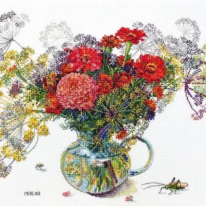 Kit de punto de cruz "Zinnia y Eneldo" - Merejka K-210A Exclusivo