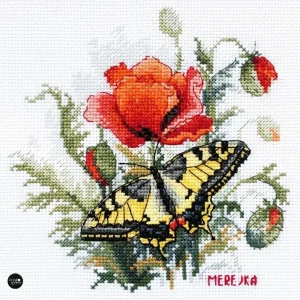 Kit de Punto de Cruz "Prado de Verano con Mariposas" de Merejka - K-206 Súper Precio