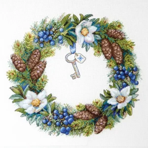 K-104 Winter Wreath - Merejka - Kit de punto de cruz Última Oportunidad