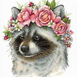 Hecho A Mano Kit de Punto de Cruz. Mapache Adorable - SNV-775 MP Studia