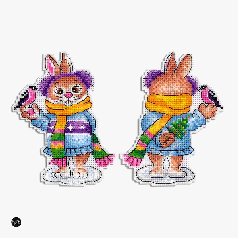 Conejito con un pájaro - SR-858 MP Studia - Kit de punto de cruz Máxima Calidad