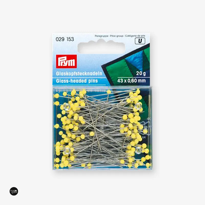 Pins de Cabeza de Vidrio Amarillos Prym - 20g de Calidad Premium 029153 Pago Seguro