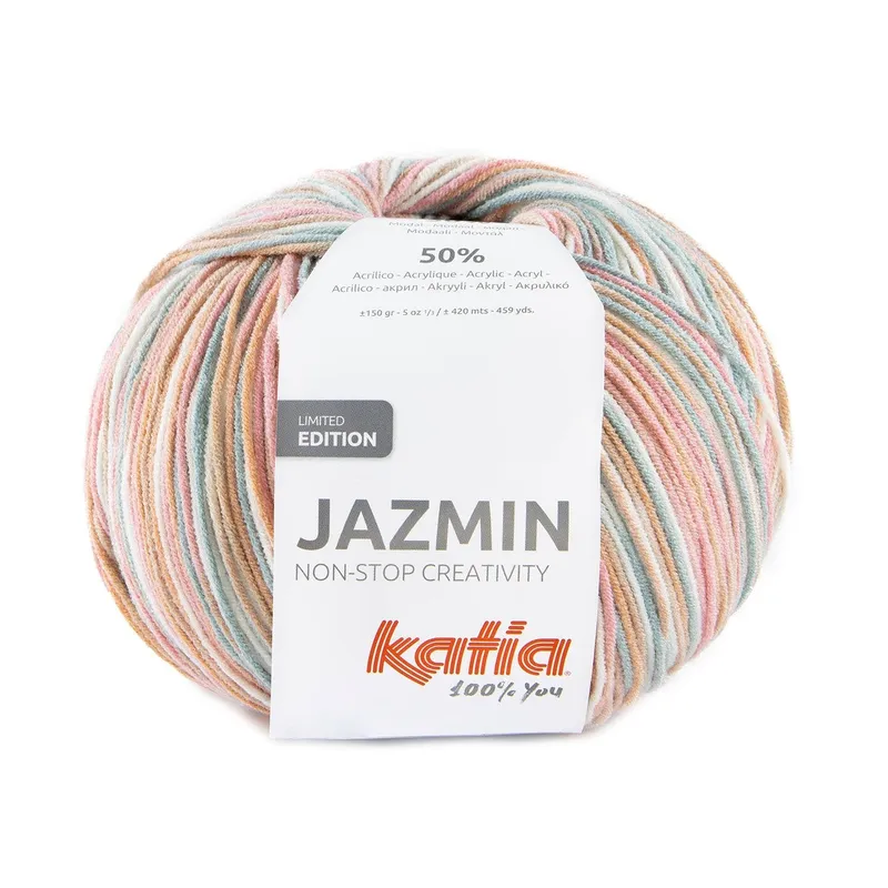 Ordena Ya Katia JAZMIN en Colores Pastel - Lana Edición Limitada de Tacto Suave y Estampado Multicolor - 400