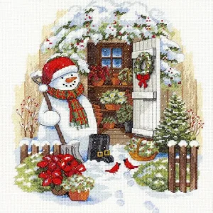 Muñeco de nieve del cobertizo de jardin - 08817 Dimensions kit de punto de cruz Precio Bajo