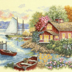 Tranquila casa del lago - 35230 Dimensions - Kit de punto de cruz Oferta Flash