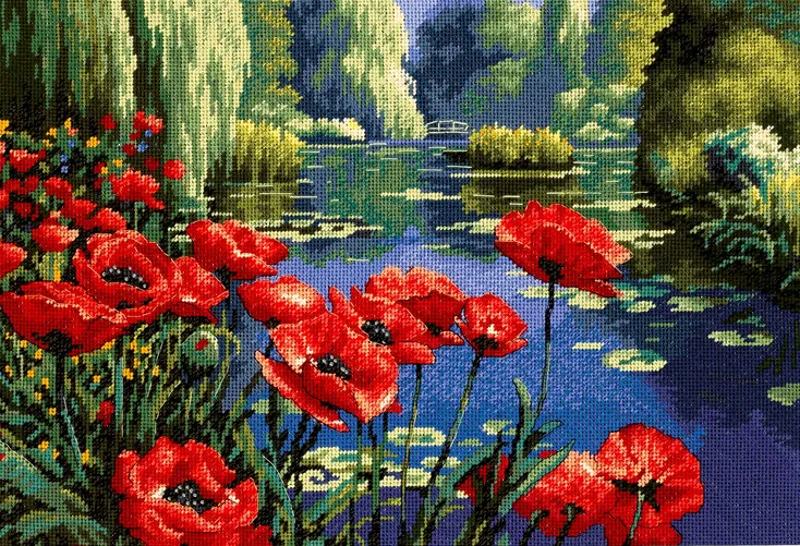 Garantía De Devolución De Dinero Amapolas del lago - 20066 Dimensions - Kit de Petit Point