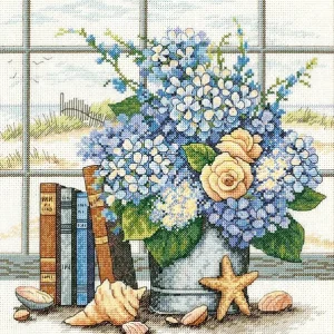 Hortensias y conchas - 35166 Dimensions - Kit de punto de cruz Garantía Incluida