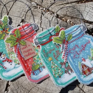 CHRISTMAS JAR ORNAMENTS - 70-08964 Dimensions - Kit de punto de cruz No Te Lo Pierdas