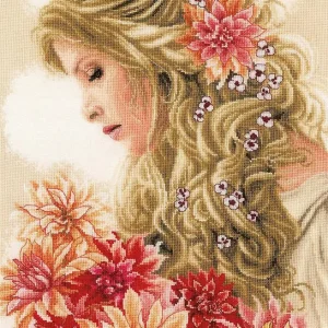 Kit de Punto de Cruz Lady Dahlia en Lino - Lanarte PN-0172683 Ordena Ya