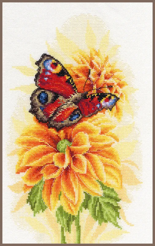 Fluttering butterfly - Lanarte - Kit de punto de cruz - Aida 14 ct. Mayoreo