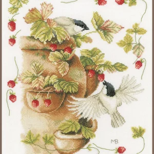 Solo Por Tiempo Limitado Fresas y pájaros - Lanarte - Kit de punto de cruz PN-0168599