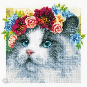 Corona de flores Ragdoll - Lanarte - Kit de punto de cruz PN-0191866 Moderno