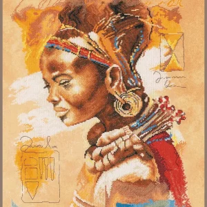 Mujer Africana - Lanarte - Kit de punto de cruz PN-0008009 Liquidación