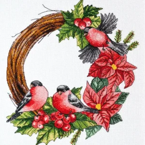 Nueva Colección AH-154 Corona de Navidad - Kit de Punto de Cruz - Abris Art