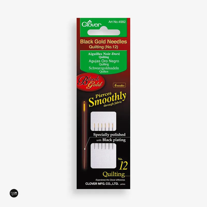 AGUJAS BLACK GOLD Nº12 QUILTING - Clover 4982 para Patchwork Pago Seguro
