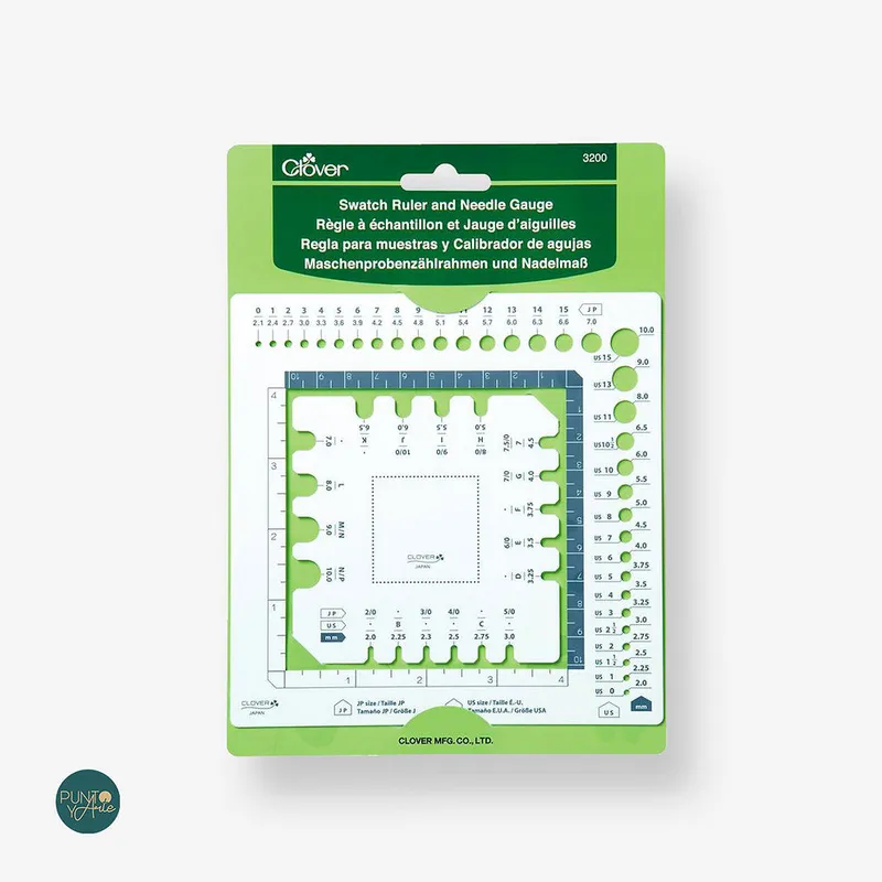 Regla de Muestra y Calibre de Aguja: Herramienta Multiusos para Tejer y Crochet Clover 3200 Ordena Ya