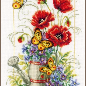 Watering can with flowers - Vervaco - Kit de punto de cruz PN-0021583 Precio Bajo