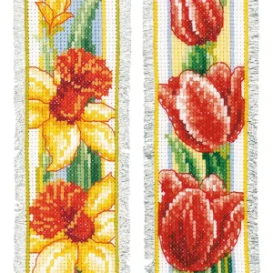 Última Oportunidad Marcapáginas. Flores - Vervaco - Kit de punto de cruz PN-0021467